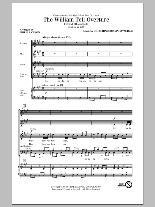 Philip Lawson The William Tell Overture sheet music notes and chords arranged for SATB Choir