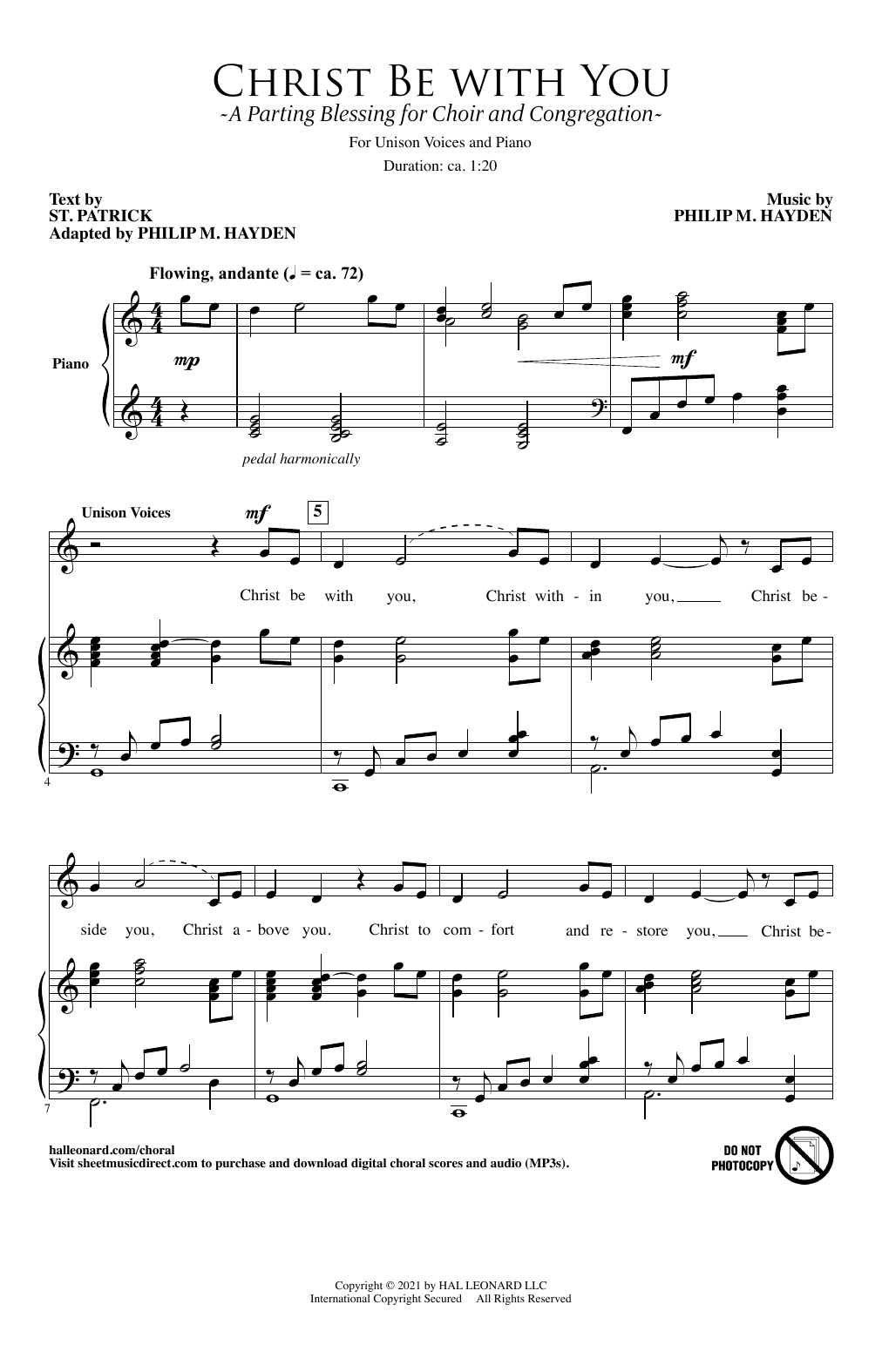 Philip M. Hayden Christ Be With You (A Parting Blessing for Choir and Congregation) sheet music notes and chords arranged for SATB Choir