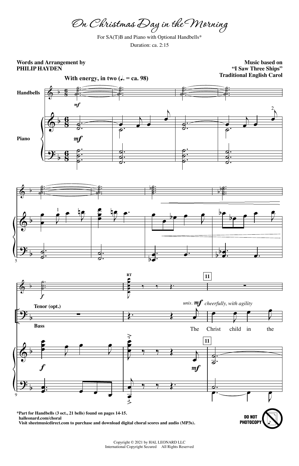 Philip Hayden On Christmas Day In The Morning sheet music notes and chords arranged for SATB Choir