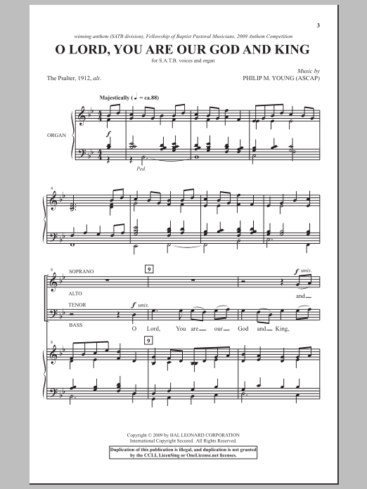 Philip M. Young O Lord, You Are Our God And King sheet music notes and chords arranged for SATB Choir