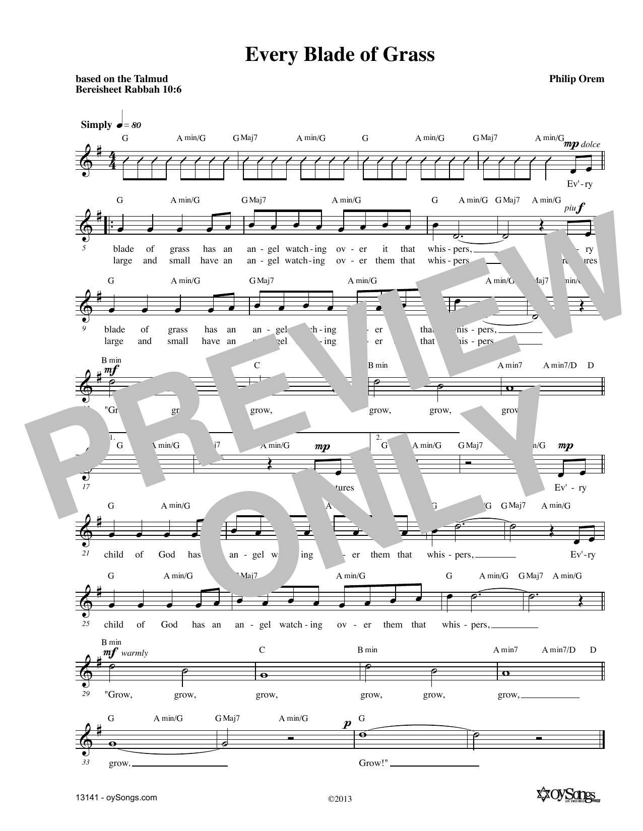 Philip Orem Every Blade Of Grass sheet music notes and chords arranged for SATB Choir
