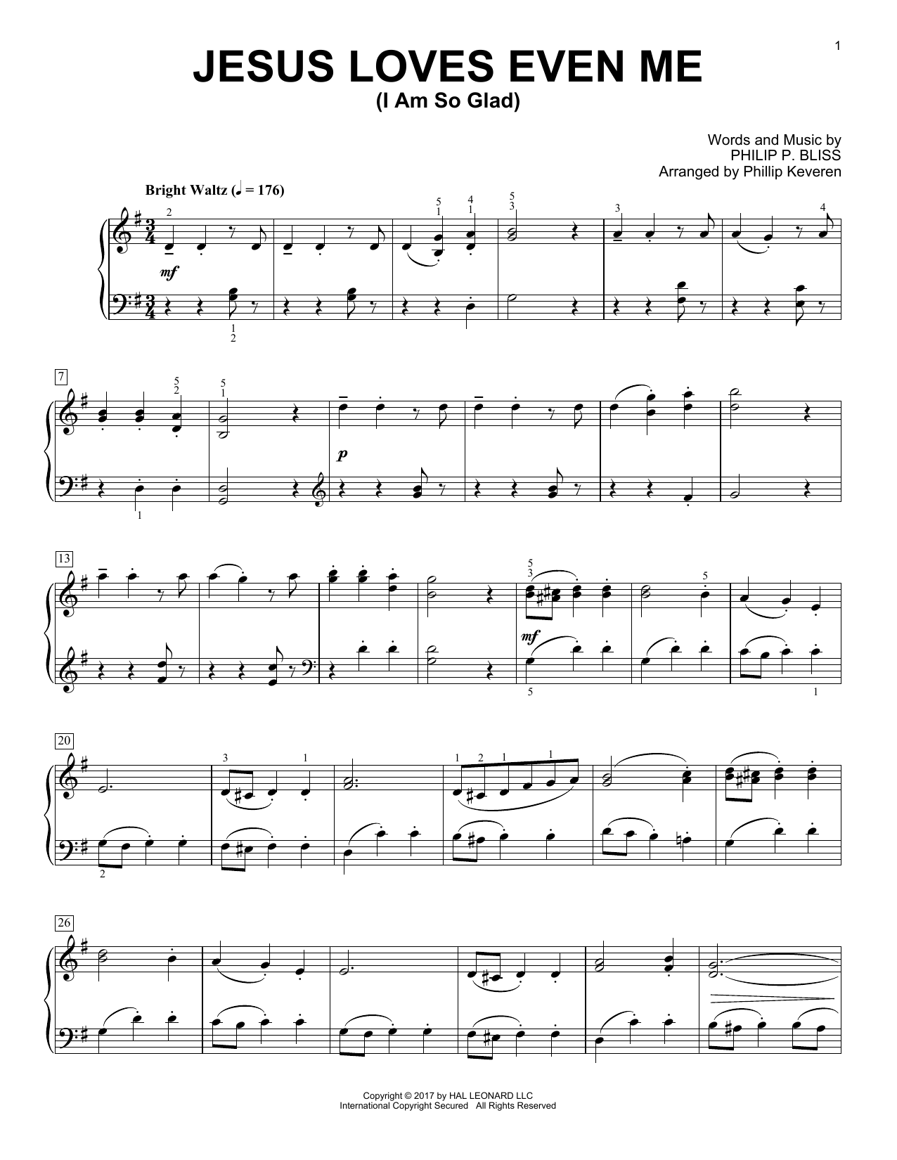 Philip P. Bliss Jesus Loves Even Me (I Am So Glad) (arr. Phillip Keveren) sheet music notes and chords arranged for Piano Solo