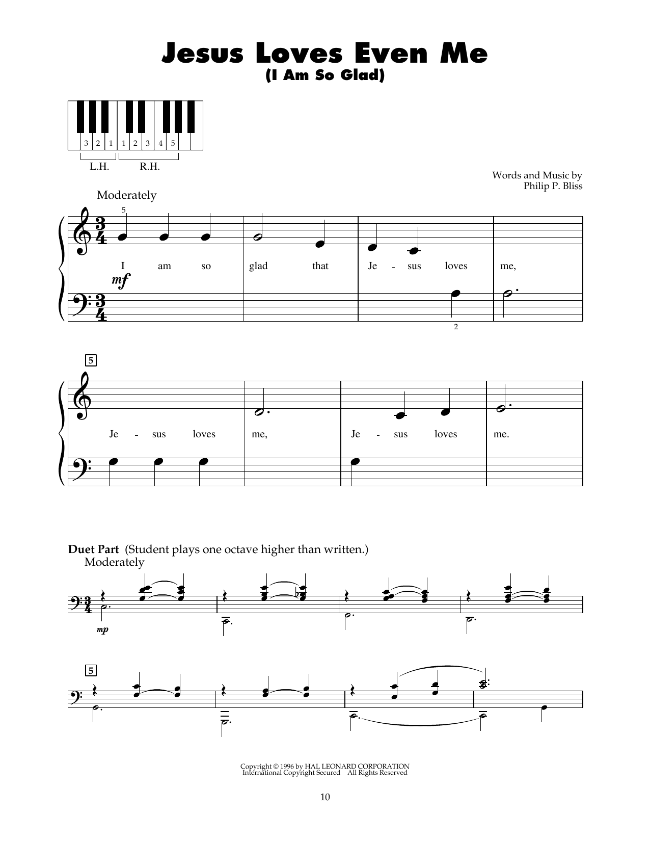 Philip P. Bliss Jesus Loves Even Me (I Am So Glad) sheet music notes and chords arranged for 5-Finger Piano