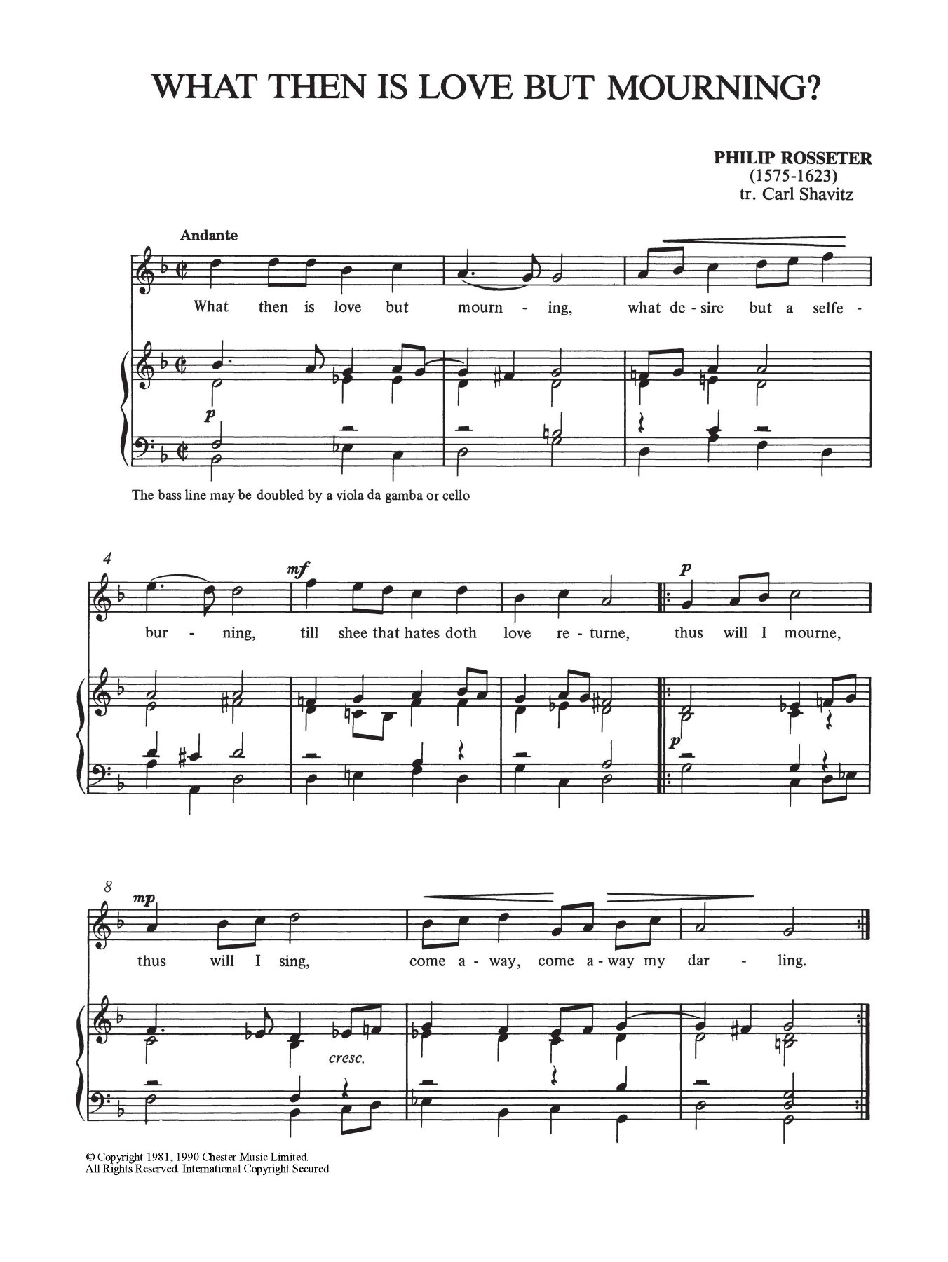 Philip Rosseter What Then Is Love But Mourning? sheet music notes and chords arranged for Piano & Vocal