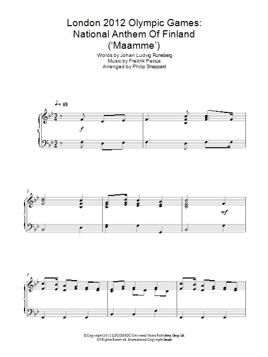 Philip Sheppard Maamme sheet music notes and chords arranged for Piano Solo