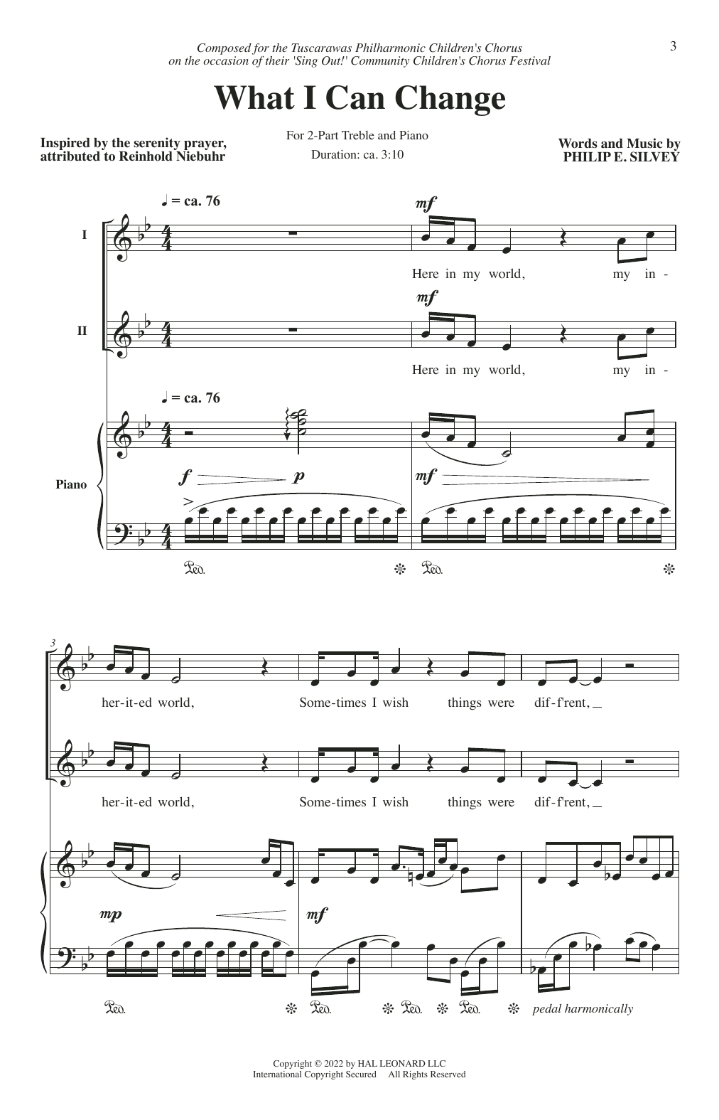 Philip Silvey What I Can Change sheet music notes and chords arranged for 2-Part Choir