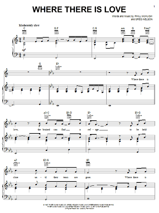 Phill McHugh Where There Is Love sheet music notes and chords arranged for Piano, Vocal & Guitar Chords (Right-Hand Melody)