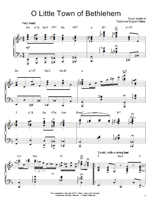 Phillip Brooks O Little Town Of Bethlehem sheet music notes and chords arranged for Piano Solo