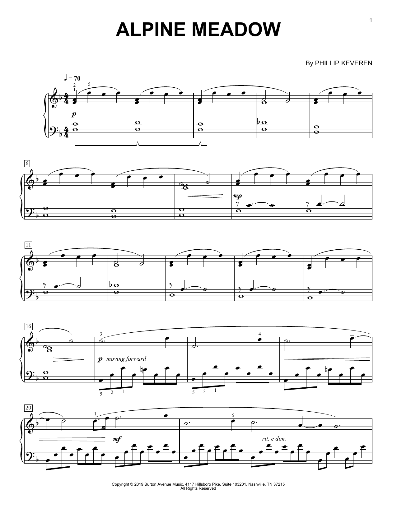Phillip Keveren Alpine Meadow sheet music notes and chords arranged for Piano Solo