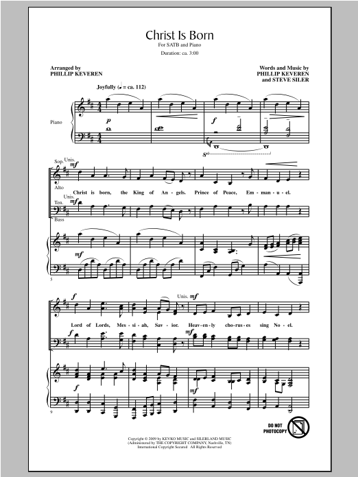 Phillip Keveren and Steve Siler Christ Is Born (arr. Phillip Keveren) sheet music notes and chords arranged for SATB Choir