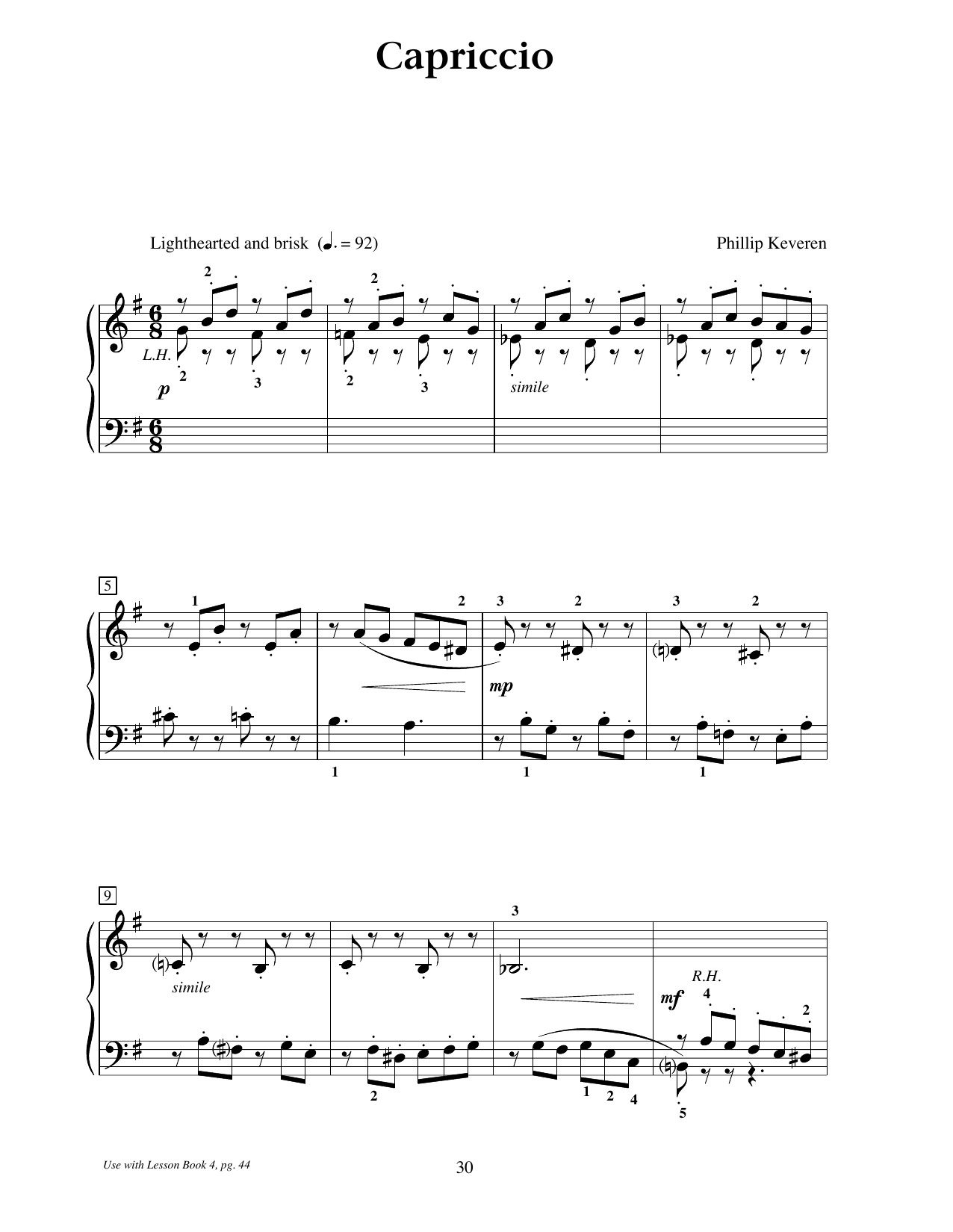 Phillip Keveren Capriccio sheet music notes and chords arranged for Educational Piano
