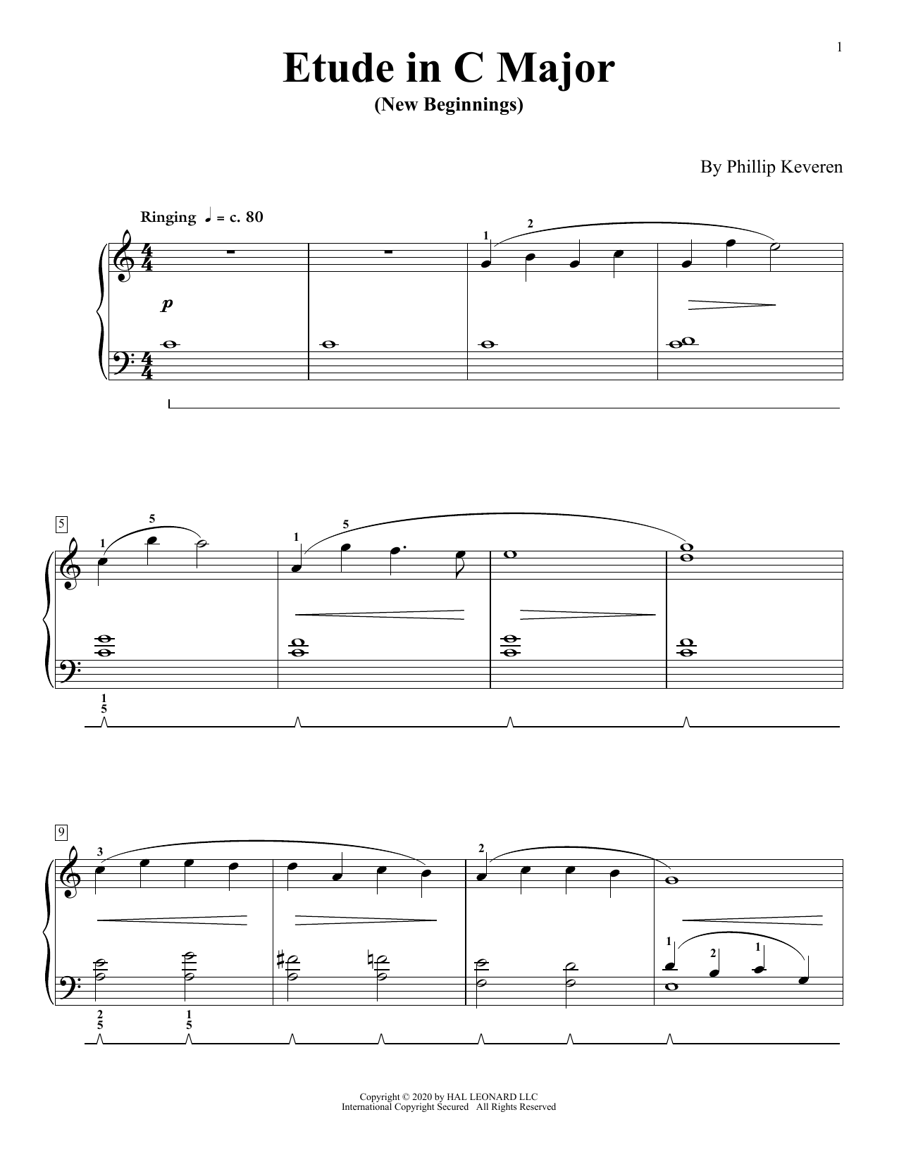 Phillip Keveren Etude In C Major (New Beginnings) sheet music notes and chords arranged for Piano Solo