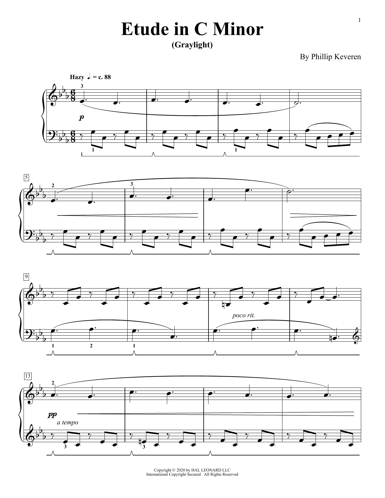 Phillip Keveren Etude In C Minor (Graylight) sheet music notes and chords arranged for Piano Solo