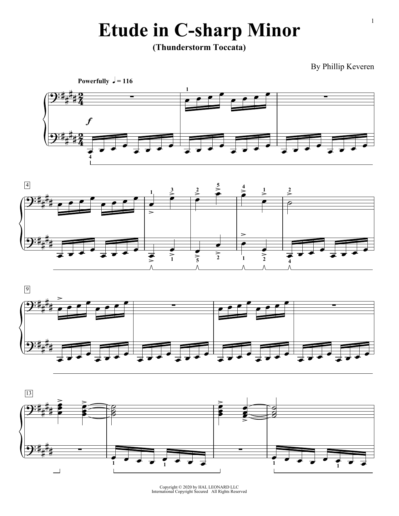 Phillip Keveren Etude In C-Sharp Minor (Thunderstorm Toccata) sheet music notes and chords arranged for Piano Solo