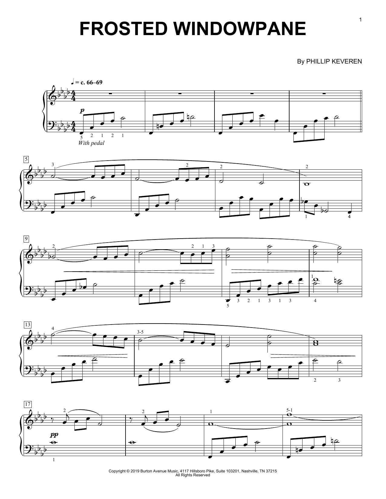 Phillip Keveren Frosted Windowpane sheet music notes and chords arranged for Piano Solo