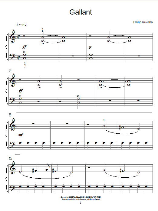 Phillip Keveren Gallant sheet music notes and chords arranged for Piano Solo
