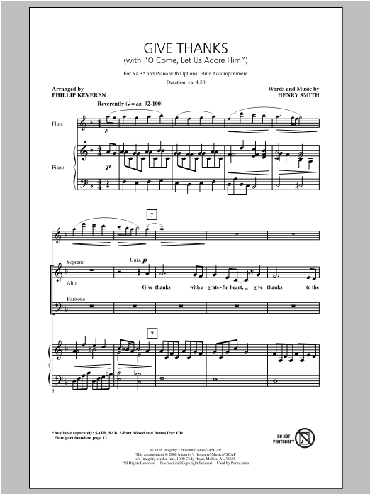 Phillip Keveren Give Thanks (with O Come Let Us Adore Him) (arr. Phillip Keveren) sheet music notes and chords arranged for SAB Choir