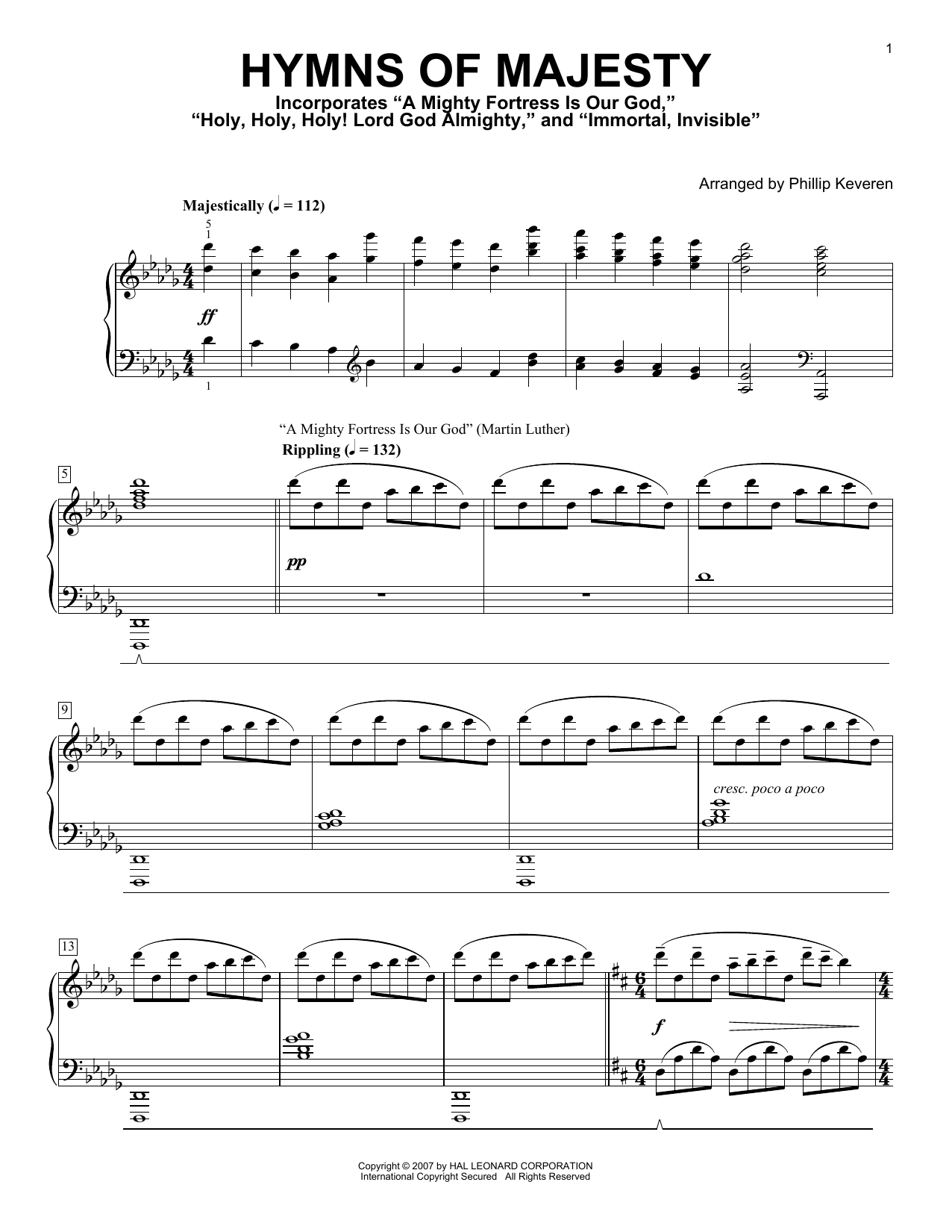 Phillip Keveren Hymns Of Majesty sheet music notes and chords arranged for Piano Solo