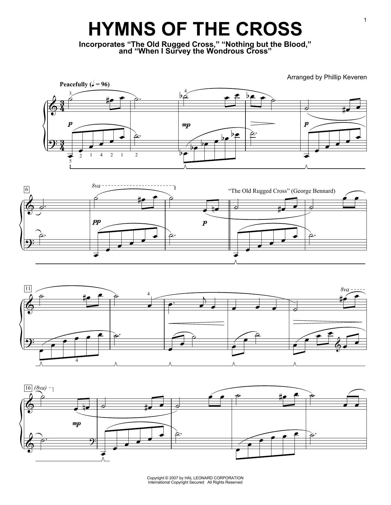Phillip Keveren Hymns Of The Cross sheet music notes and chords arranged for Piano Solo