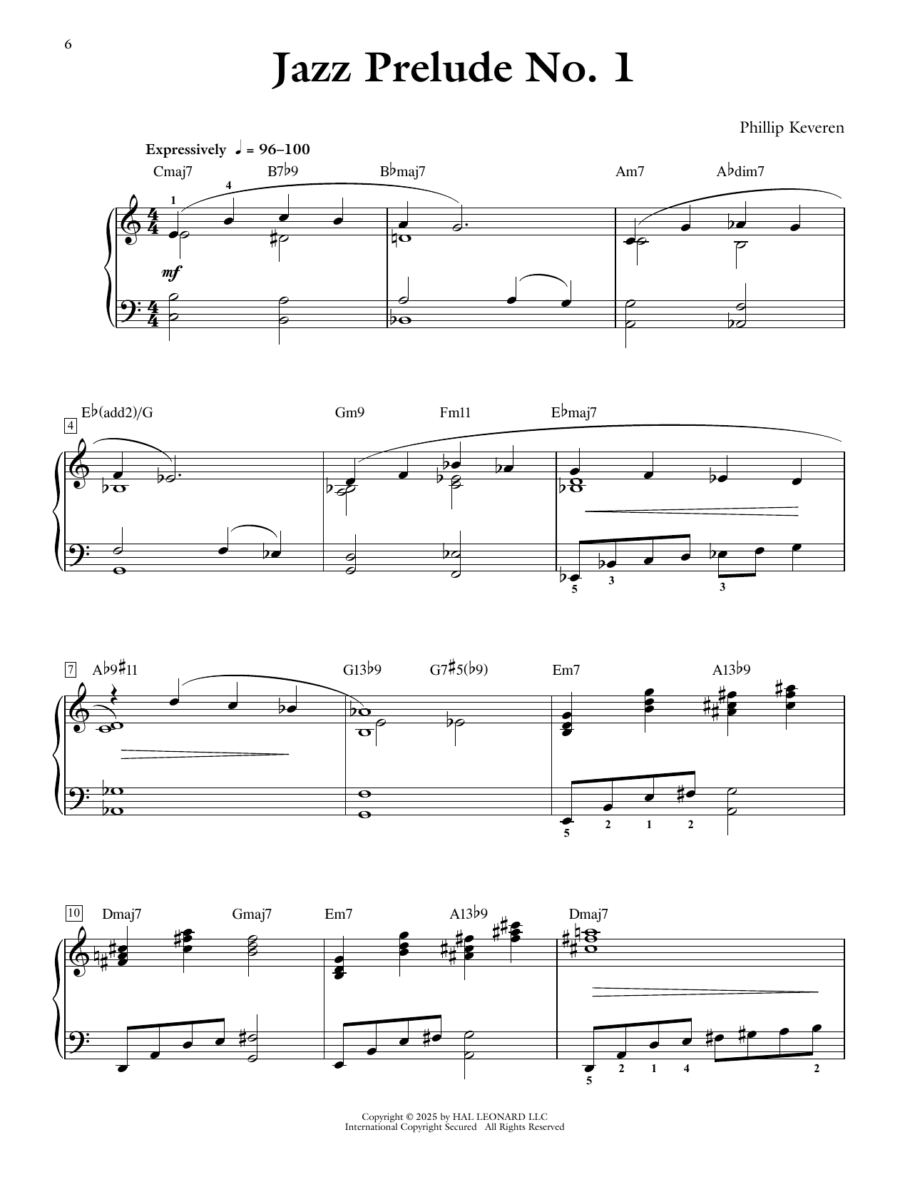 Phillip Keveren Jazz Prelude No. 1 sheet music notes and chords arranged for Piano Solo