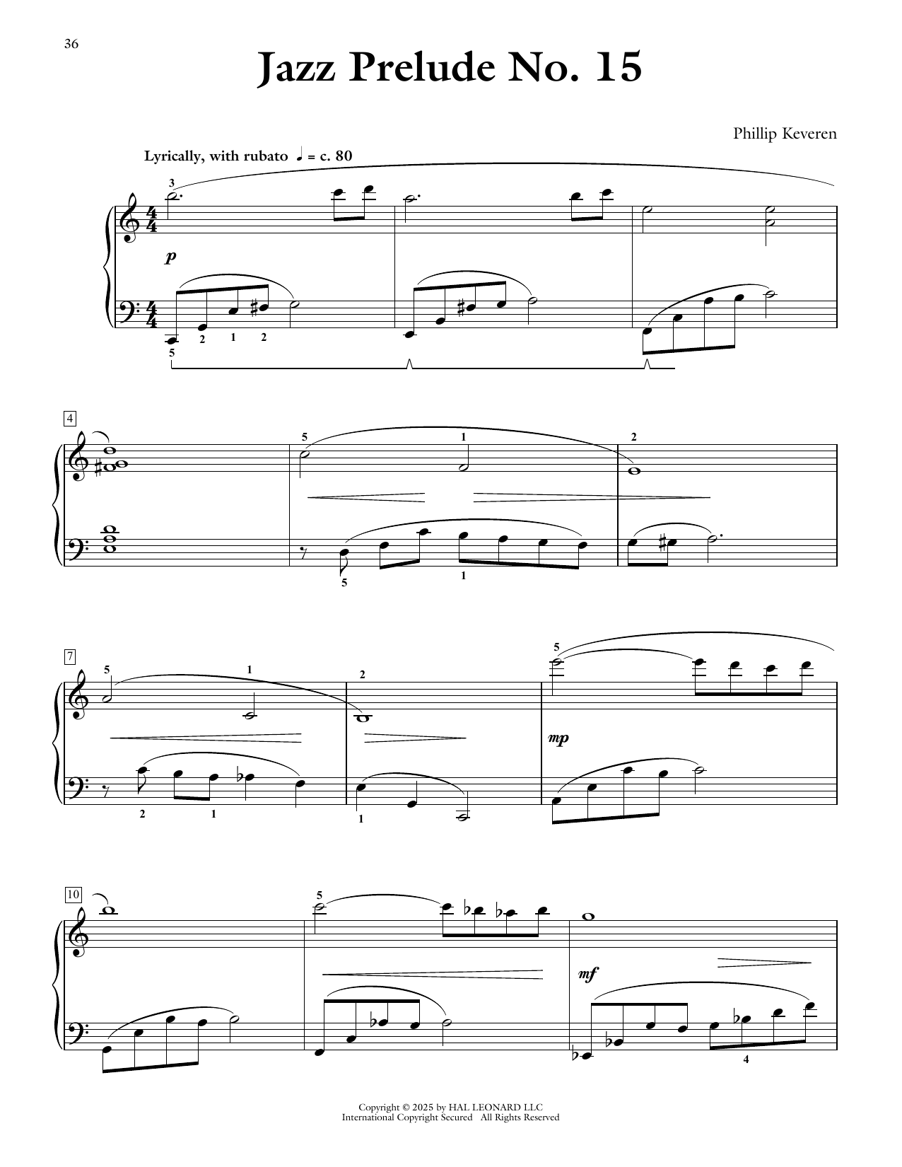 Phillip Keveren Jazz Prelude No. 15 sheet music notes and chords arranged for Piano Solo