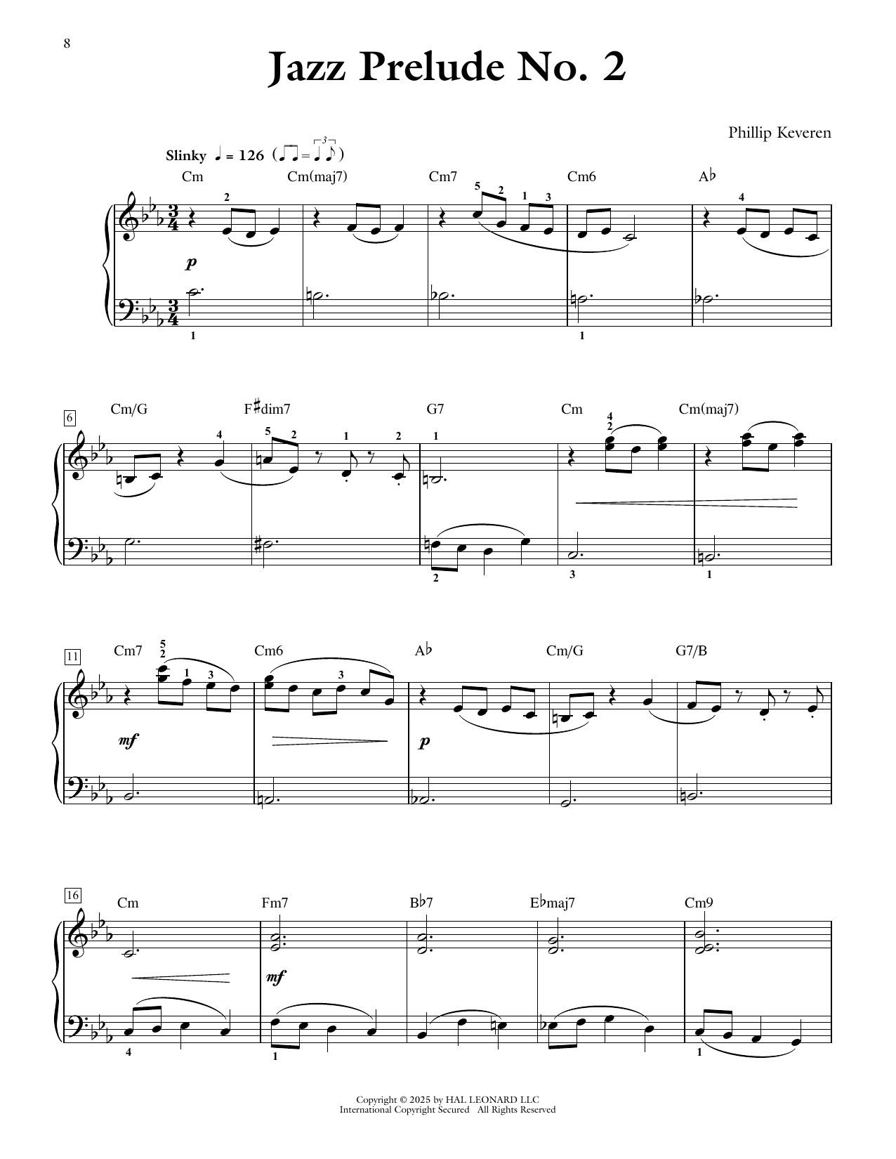 Phillip Keveren Jazz Prelude No. 2 sheet music notes and chords arranged for Piano Solo