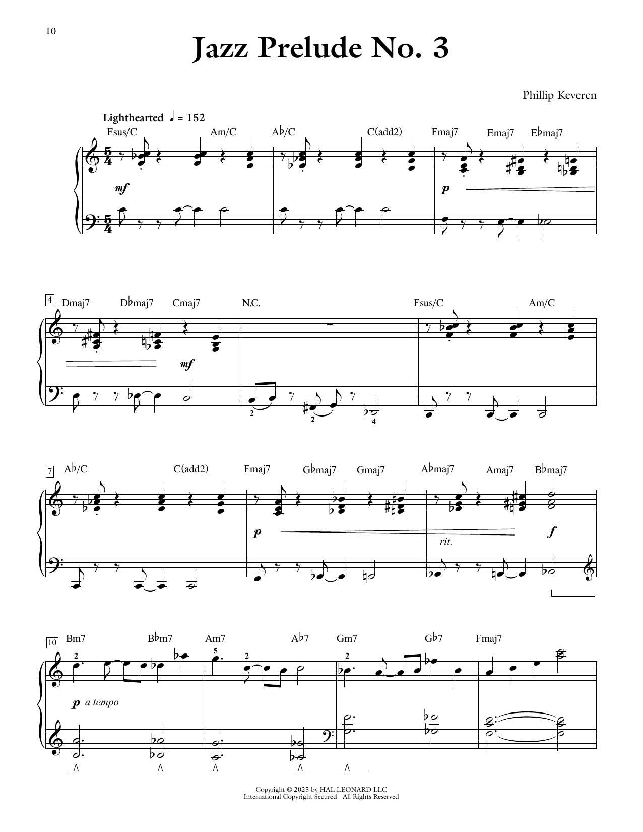 Phillip Keveren Jazz Prelude No. 3 sheet music notes and chords arranged for Piano Solo