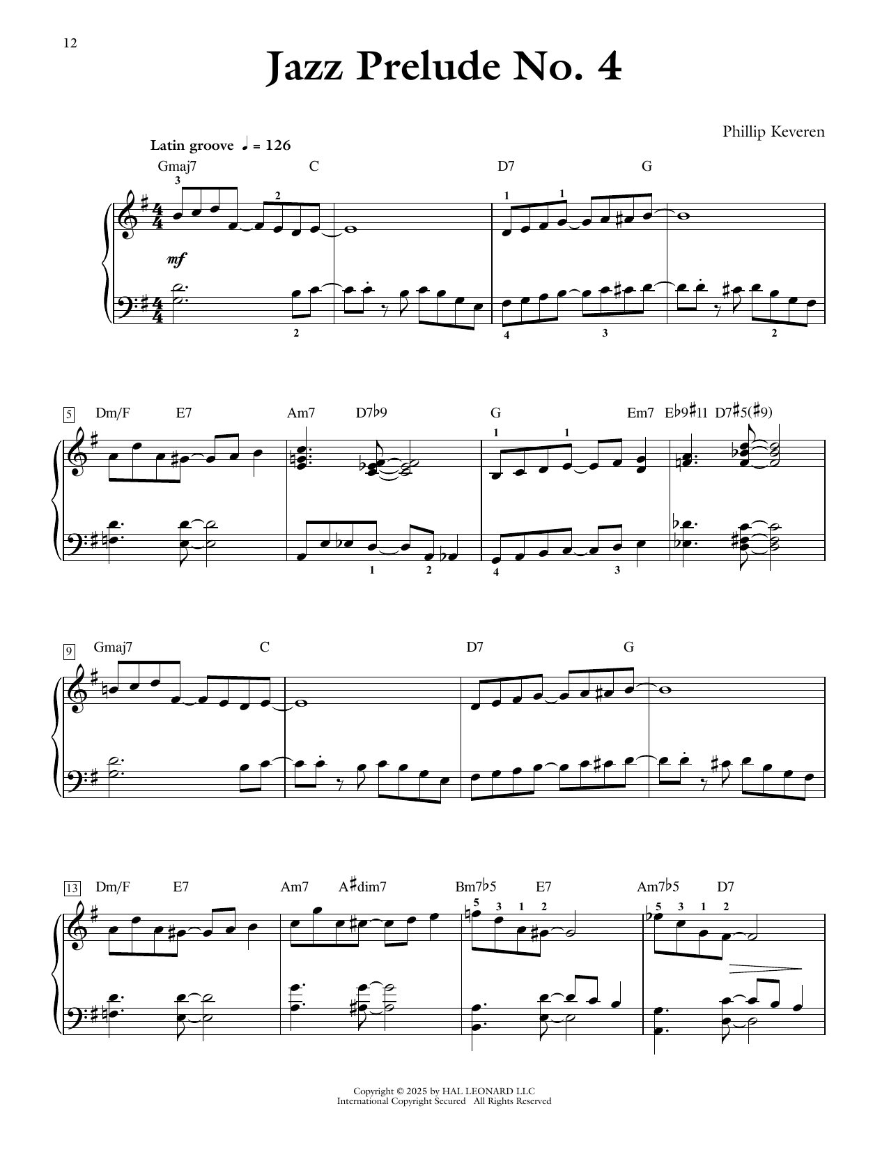 Phillip Keveren Jazz Prelude No. 4 sheet music notes and chords arranged for Piano Solo