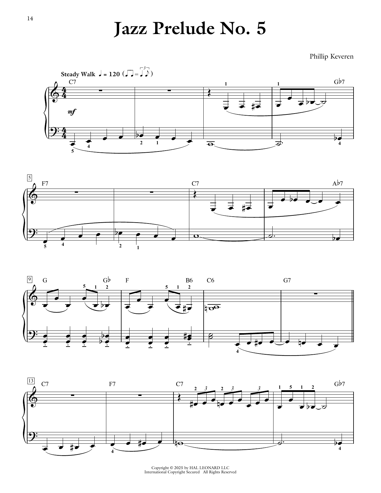 Phillip Keveren Jazz Prelude No. 5 sheet music notes and chords arranged for Piano Solo