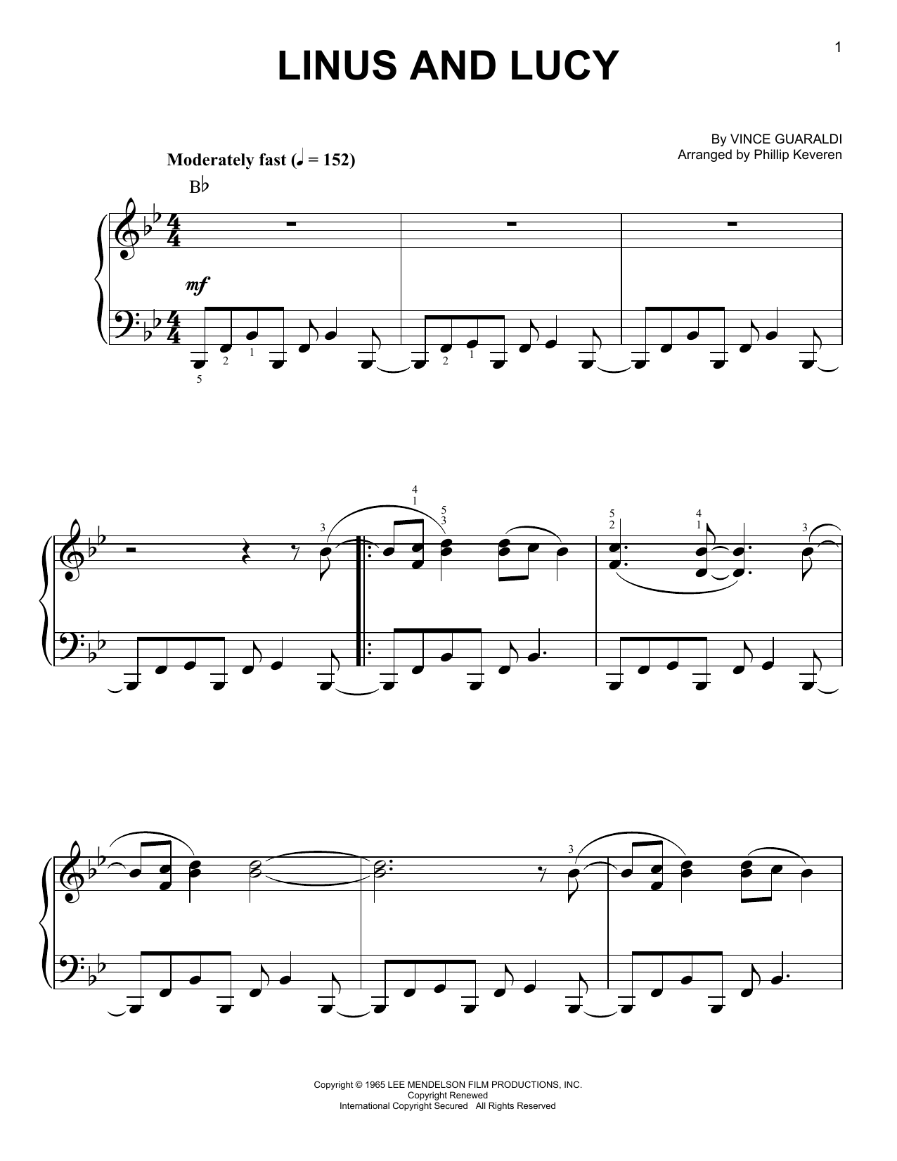 Phillip Keveren Linus And Lucy (arr. Phillip Keveren) sheet music notes and chords arranged for Easy Piano