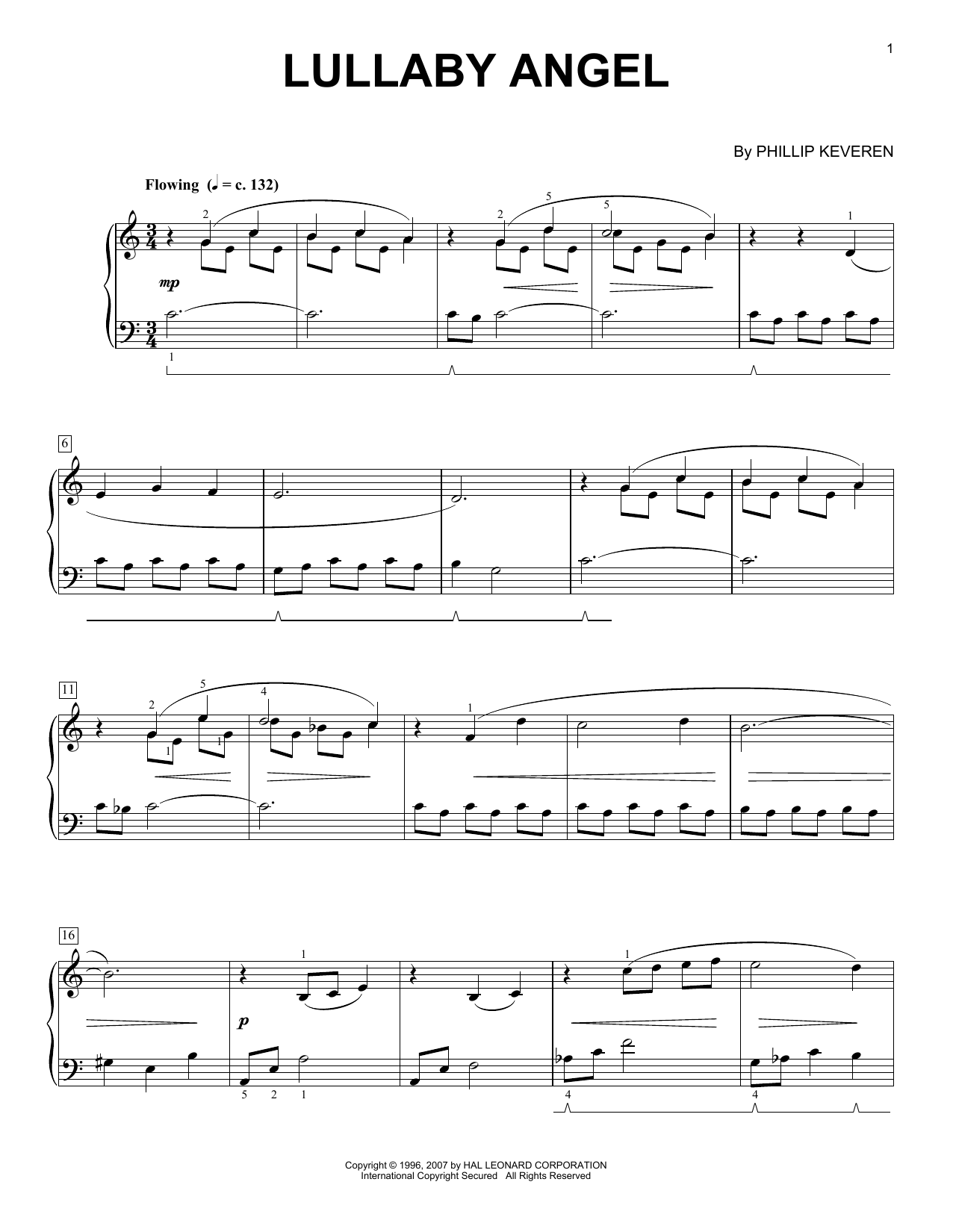 Phillip Keveren Lullaby Angel sheet music notes and chords arranged for Piano Solo