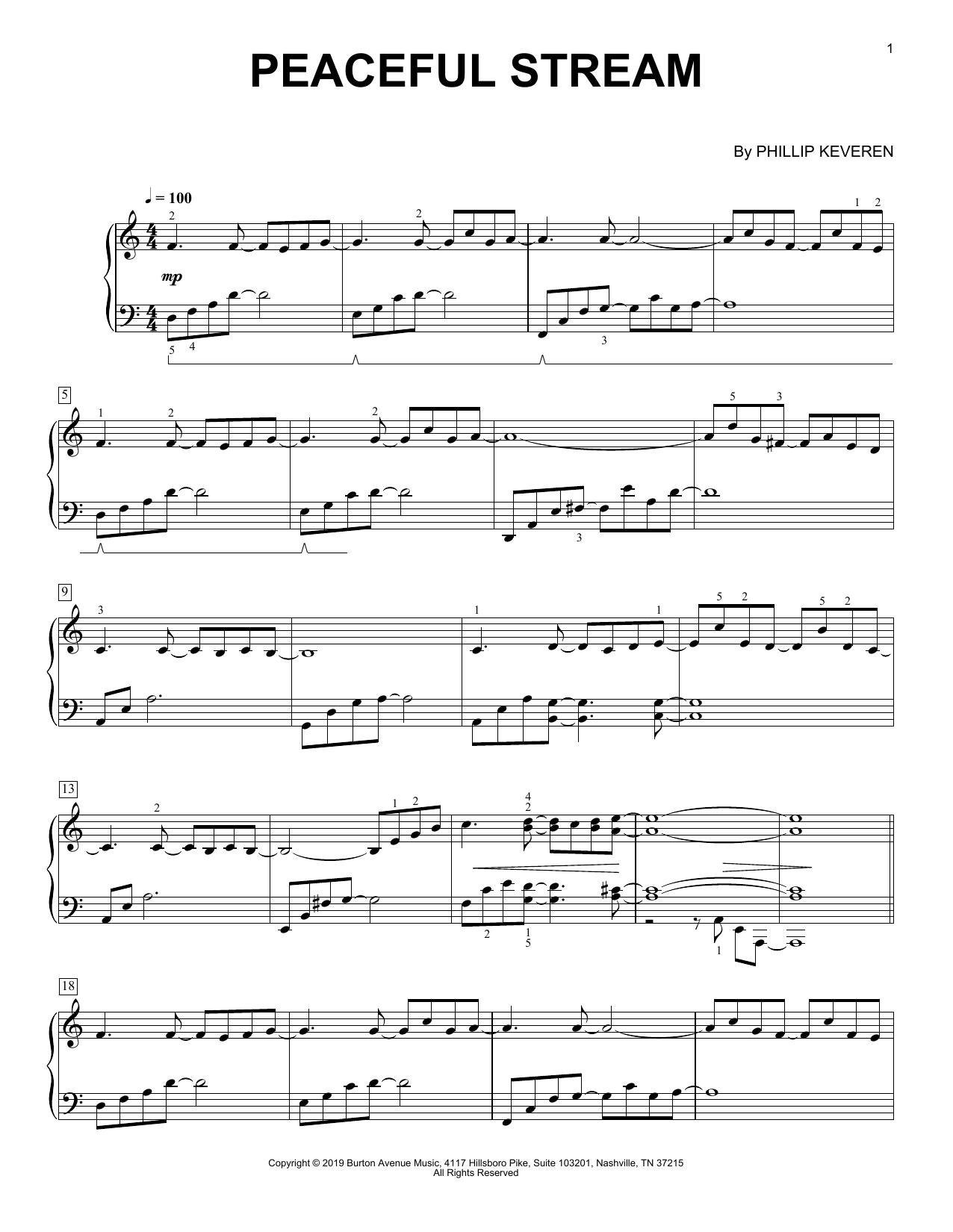 Phillip Keveren Peaceful Stream sheet music notes and chords arranged for Piano Solo