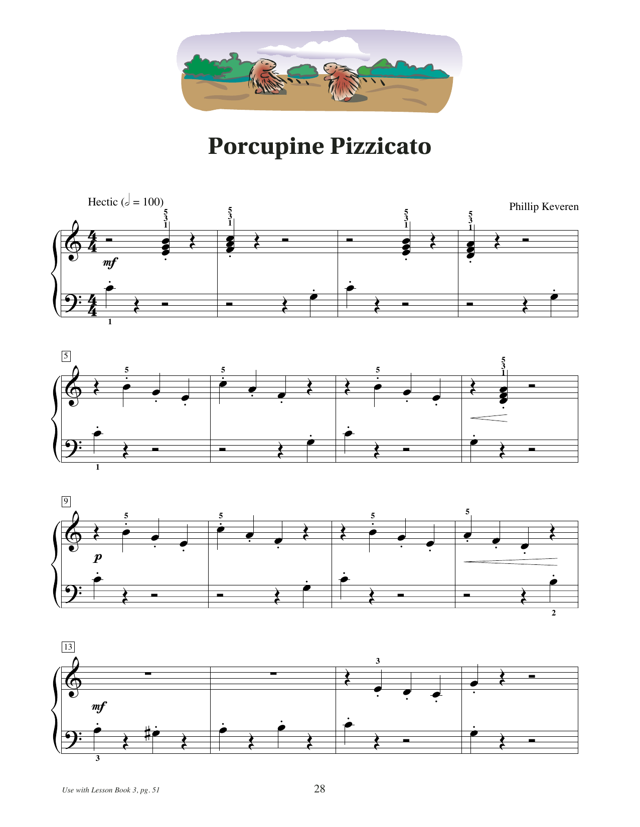 Phillip Keveren Porcupine Pizzicato sheet music notes and chords arranged for Educational Piano