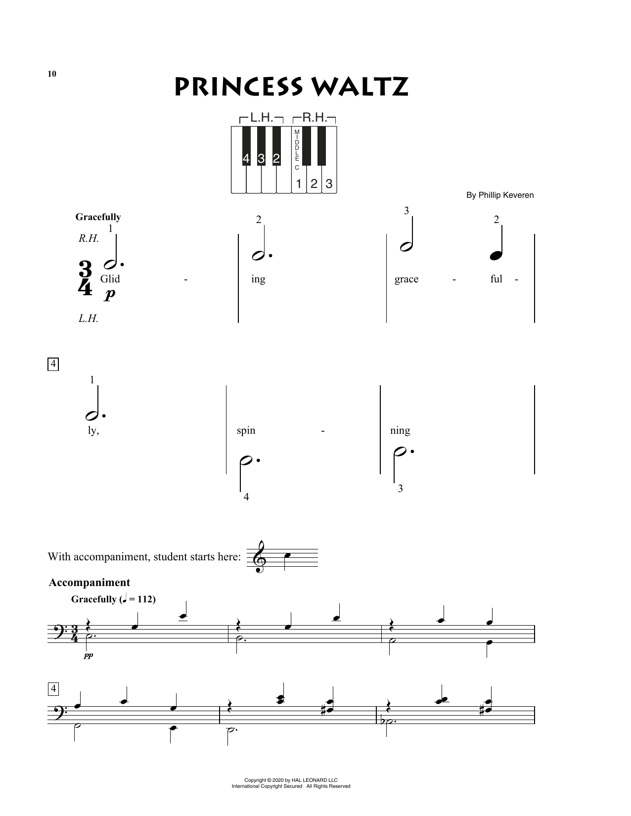 Phillip Keveren Princess Waltz sheet music notes and chords arranged for Big Note Piano
