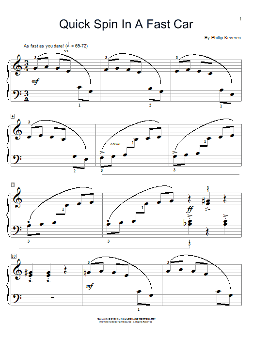 Phillip Keveren Quick Spin In A Fast Car sheet music notes and chords arranged for Educational Piano