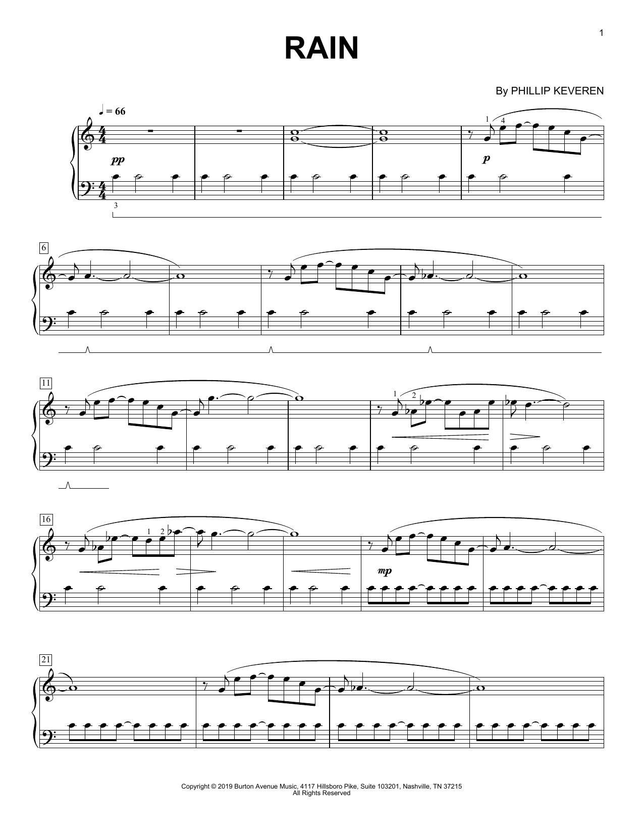 Phillip Keveren Rain sheet music notes and chords arranged for Piano Solo
