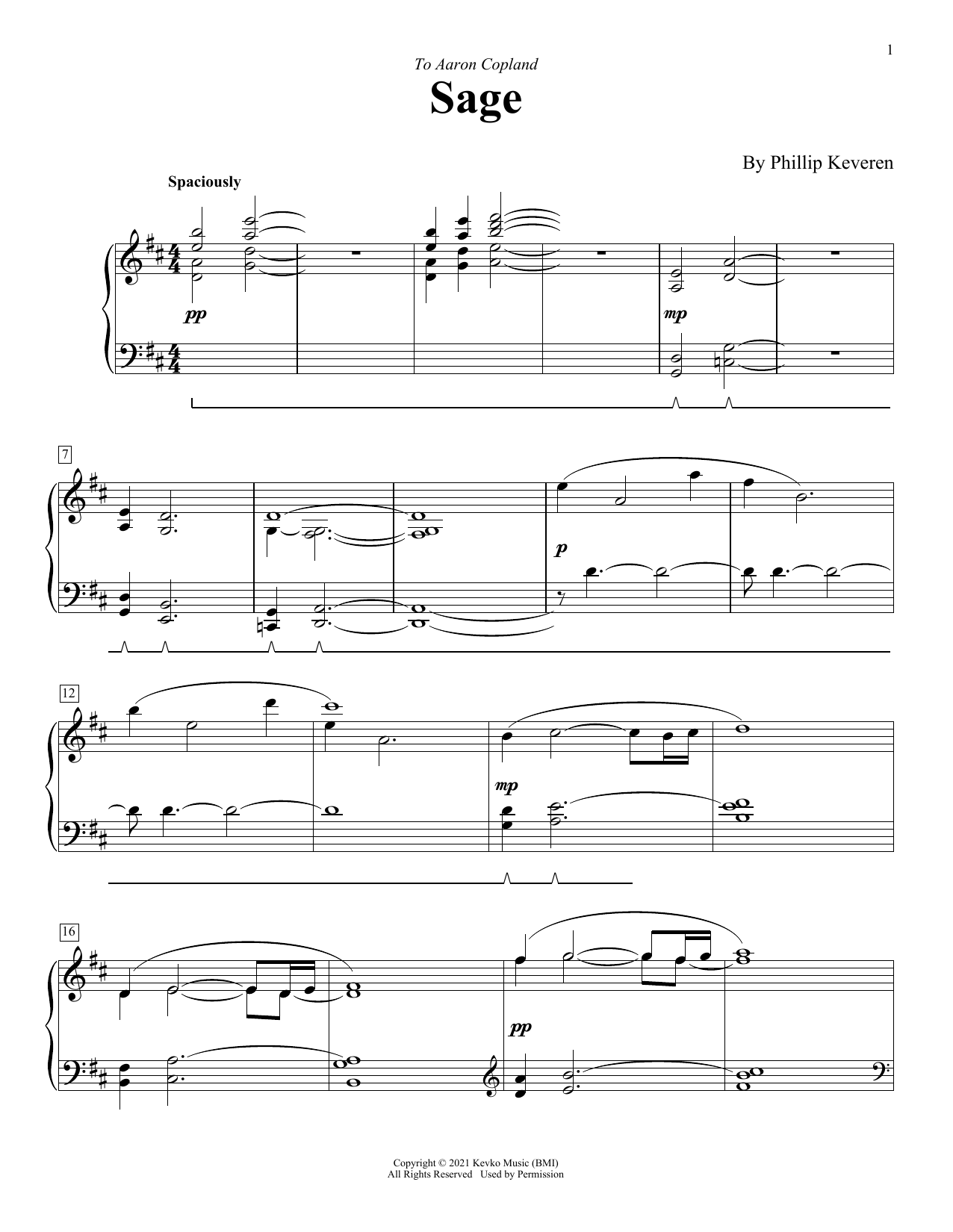 Phillip Keveren Sage sheet music notes and chords arranged for Piano Solo