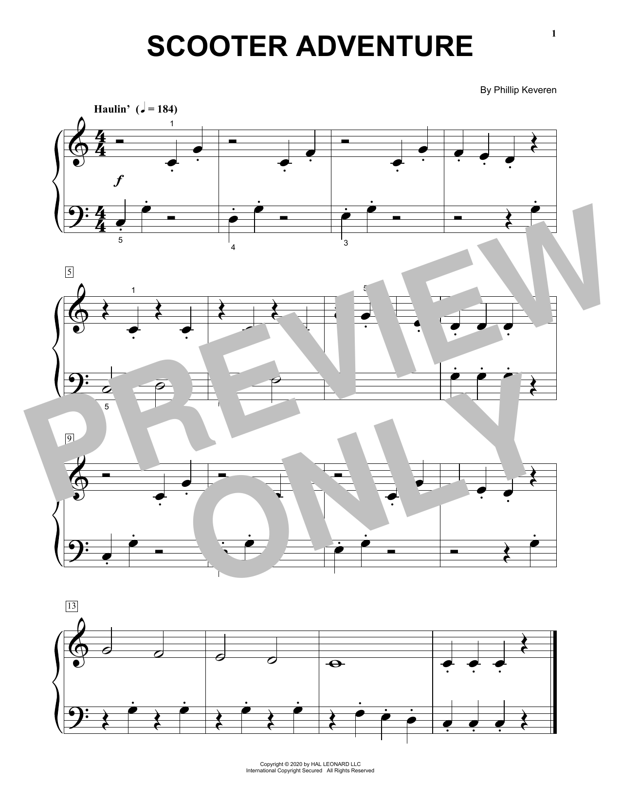 Phillip Keveren Scooter Adventure sheet music notes and chords arranged for Big Note Piano