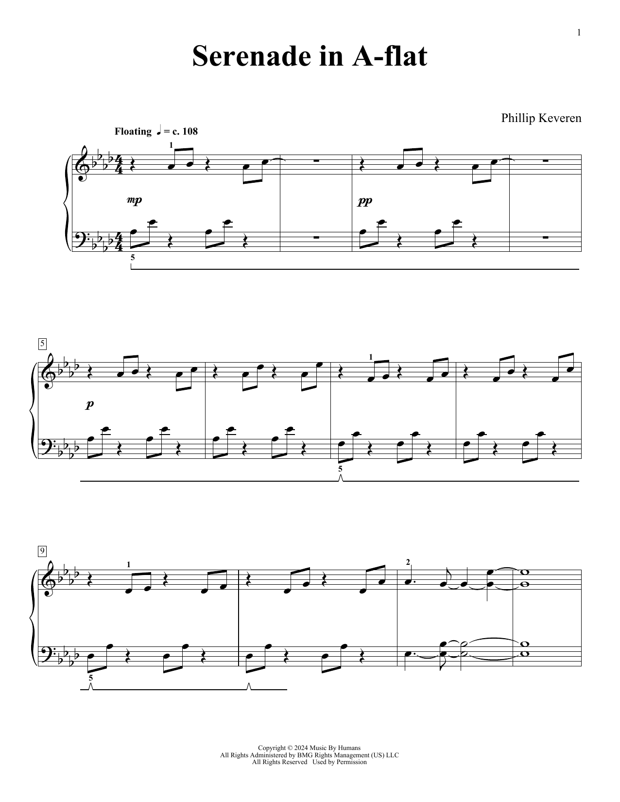 Phillip Keveren Serenade In A-flat (From The Very Beginning) sheet music notes and chords arranged for Piano Solo