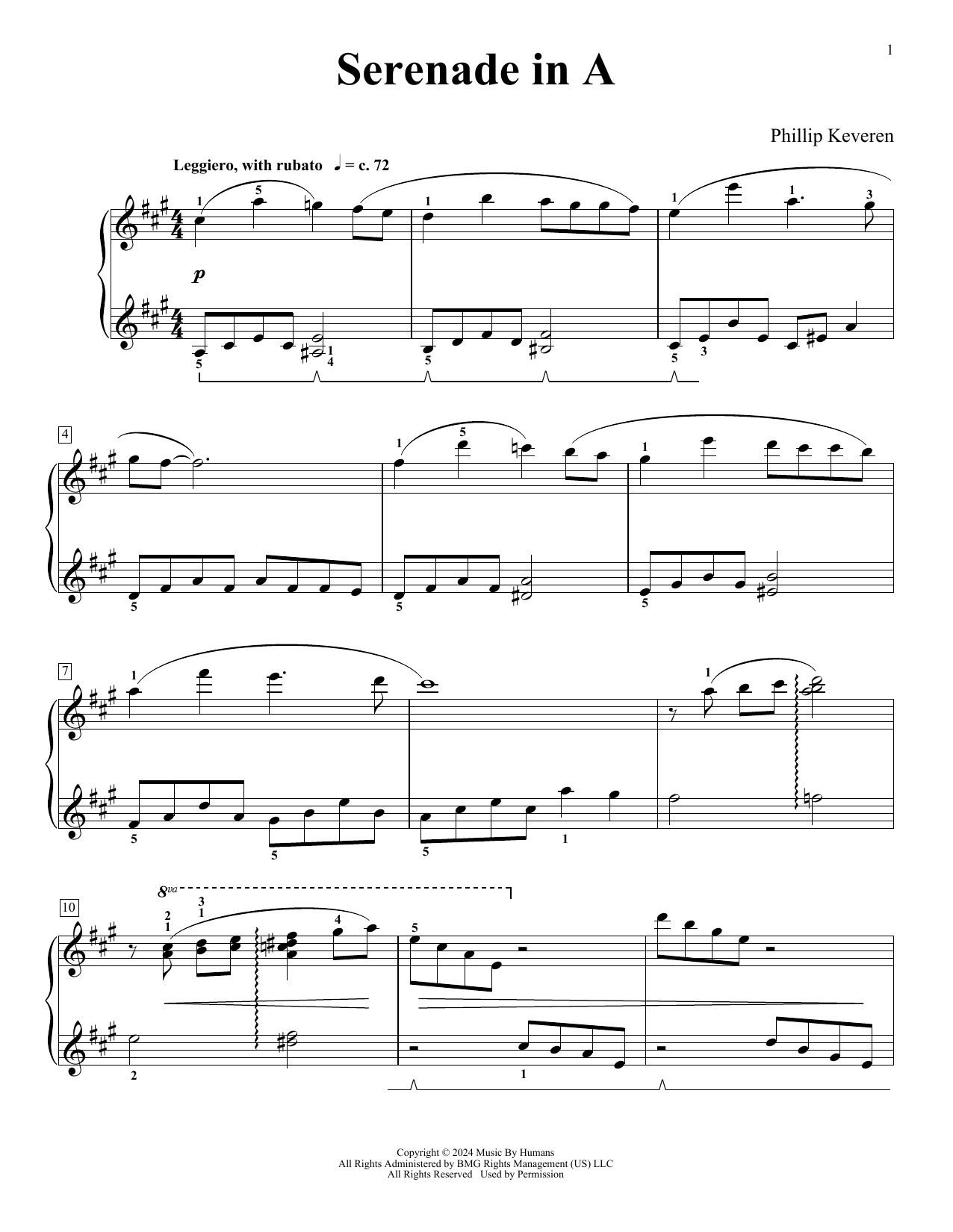 Phillip Keveren Serenade In A (The Greatest Gift Is You) sheet music notes and chords arranged for Piano Solo