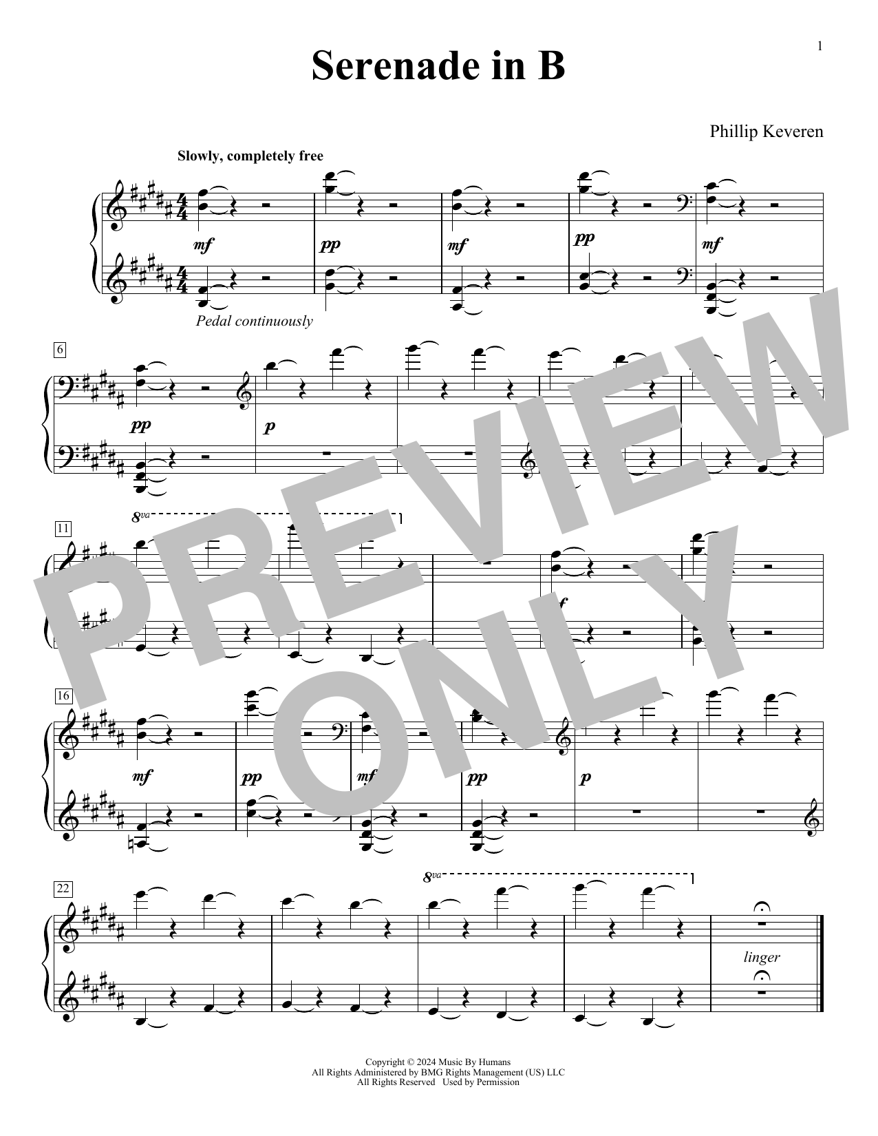 Phillip Keveren Serenade In B (The Day Is Done) sheet music notes and chords arranged for Piano Solo