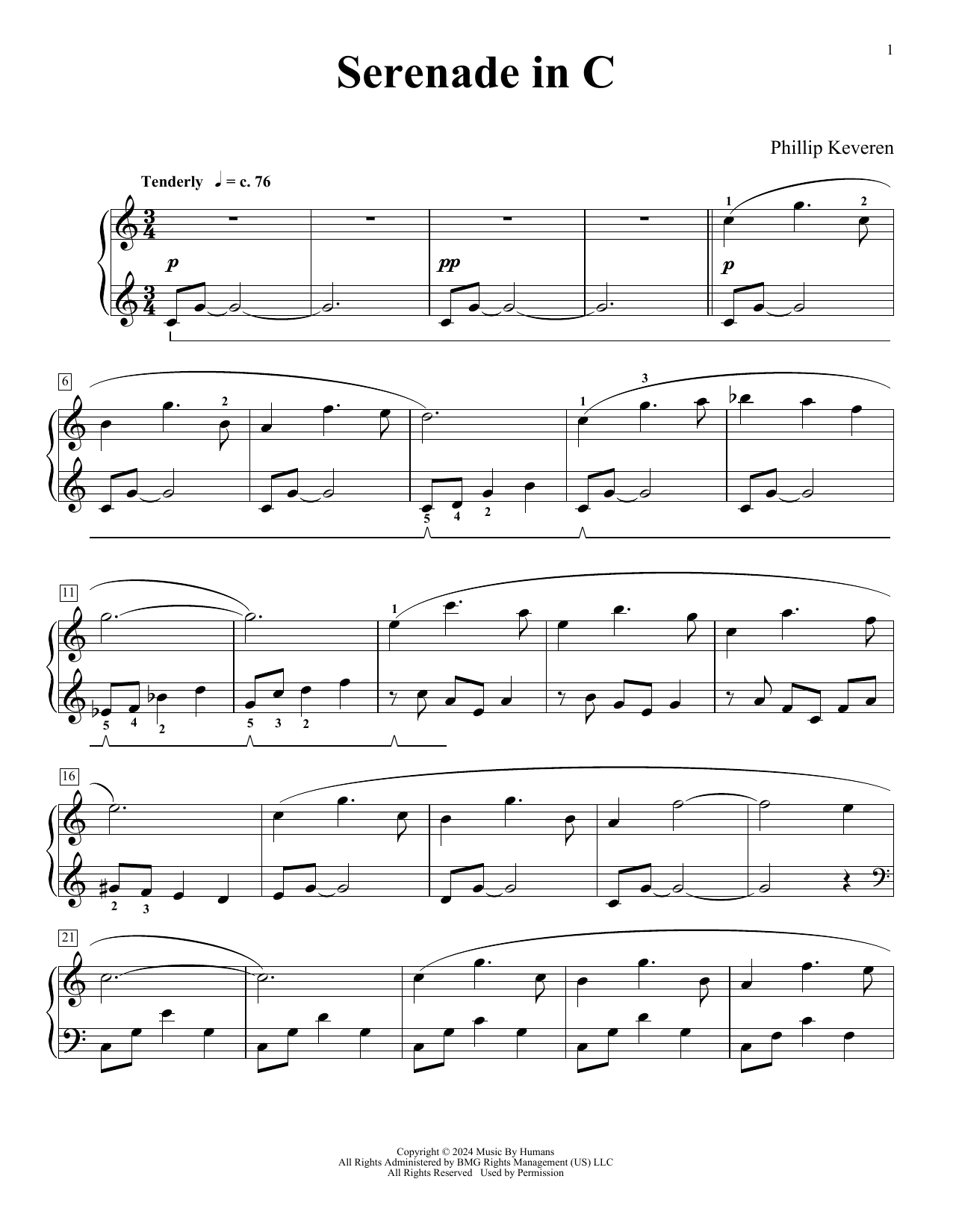 Phillip Keveren Serenade In C (My Beautiful Baby) sheet music notes and chords arranged for Piano Solo