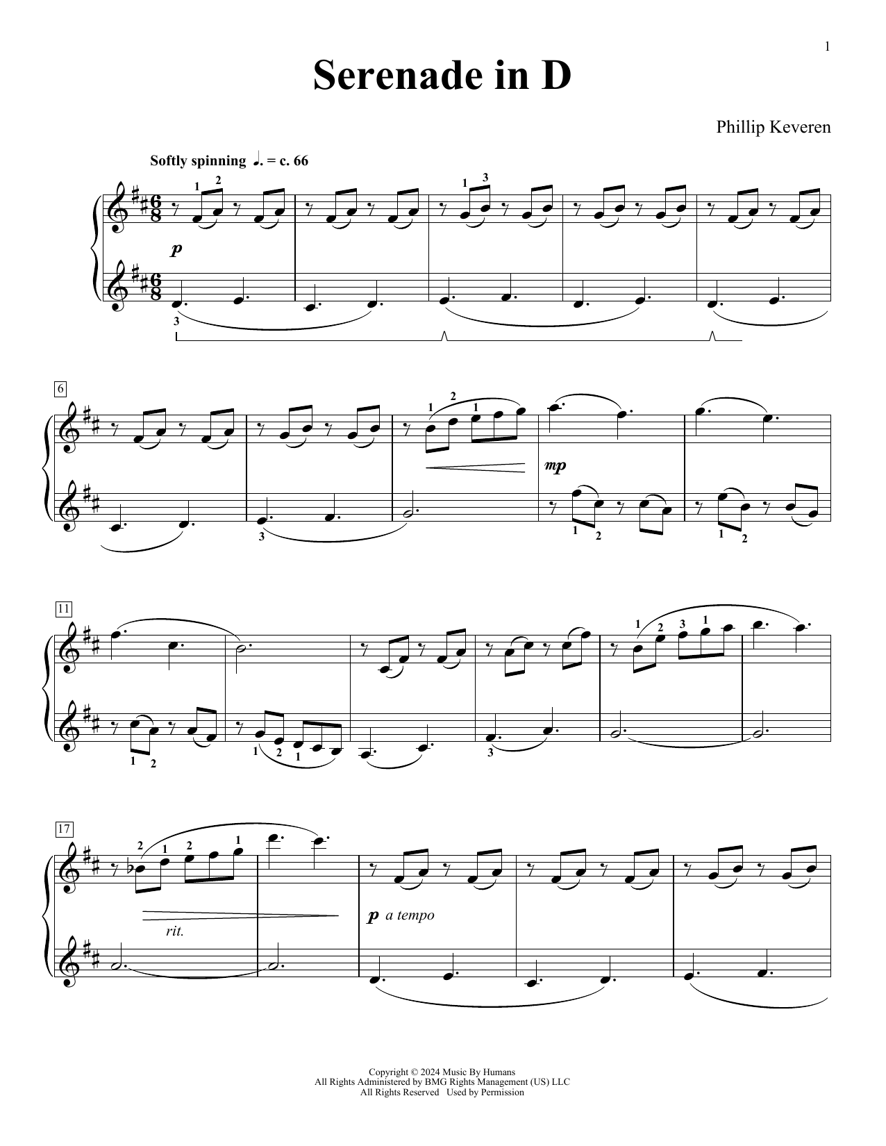 Phillip Keveren Serenade In D (Drifting Off To Dreamland) sheet music notes and chords arranged for Piano Solo