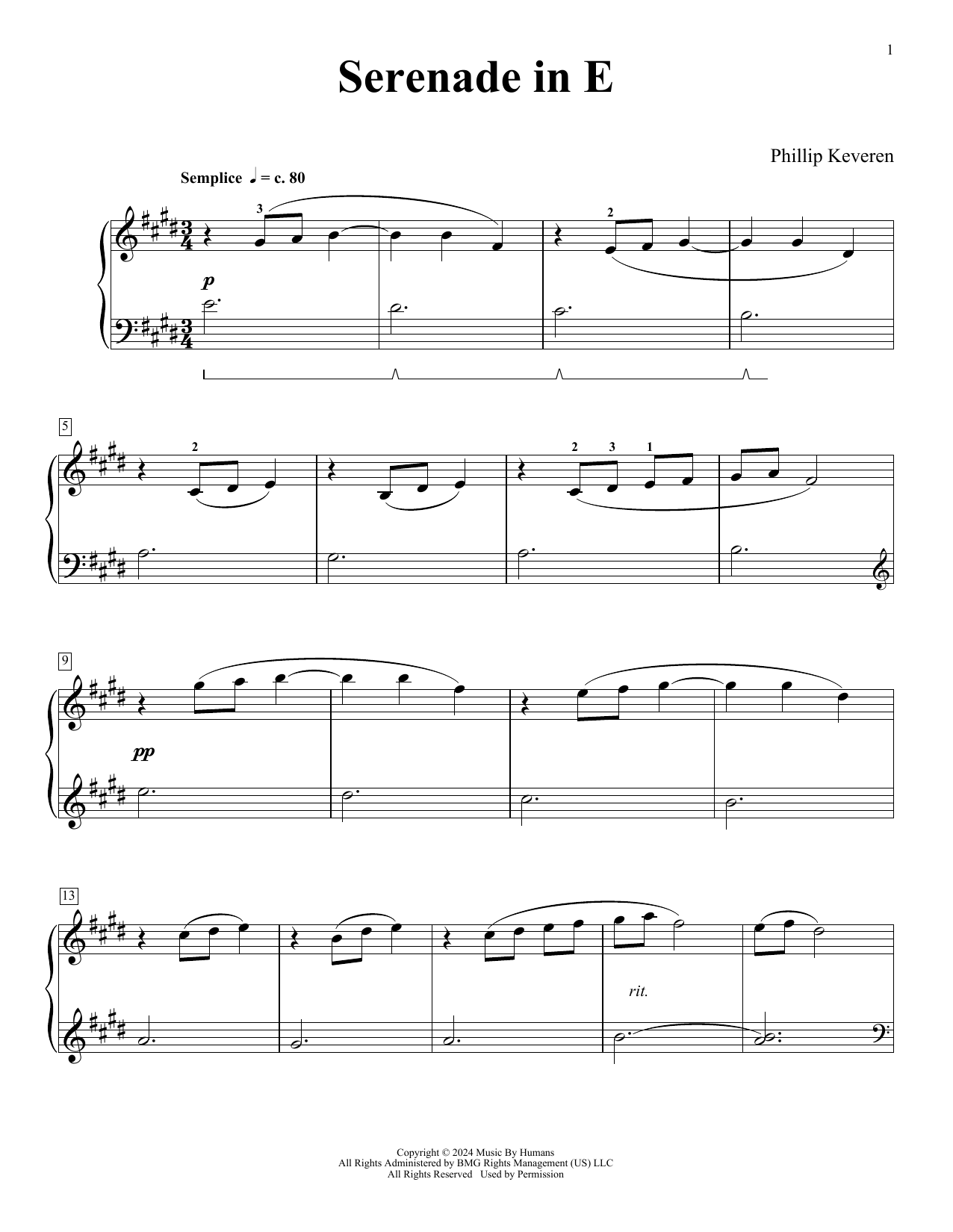 Phillip Keveren Serenade In E (No Greater Love) sheet music notes and chords arranged for Piano Solo