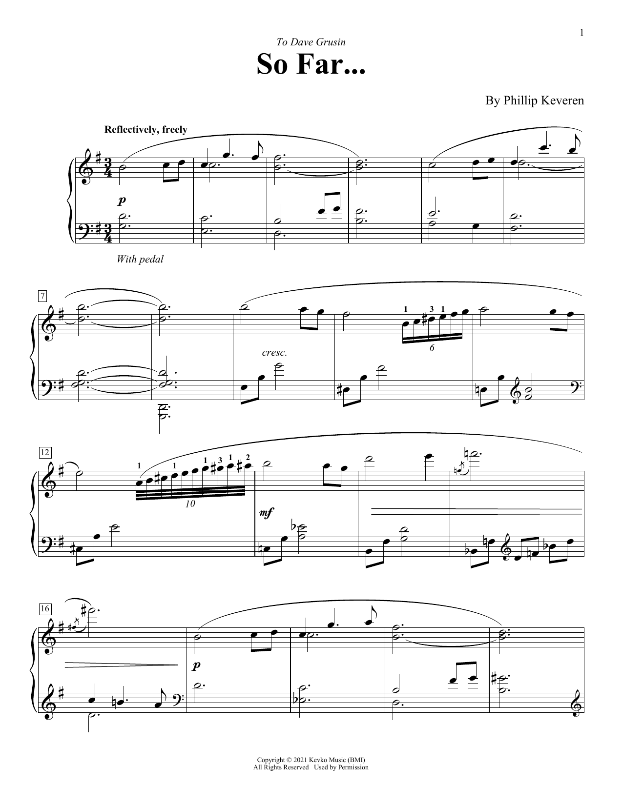 Phillip Keveren So Far... sheet music notes and chords arranged for Piano Solo