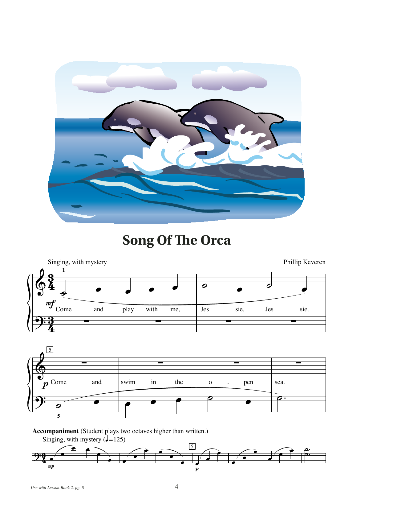 Various Song Of The Orca sheet music notes and chords arranged for Educational Piano