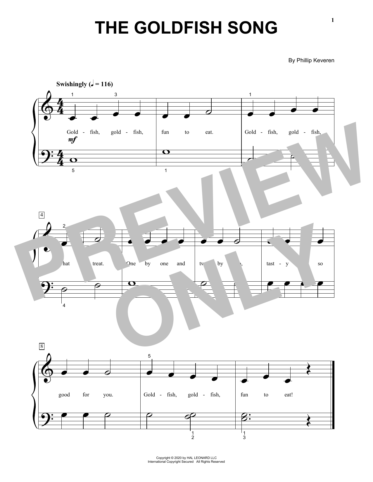 Phillip Keveren The Goldfish Song sheet music notes and chords arranged for Beginning Piano Solo