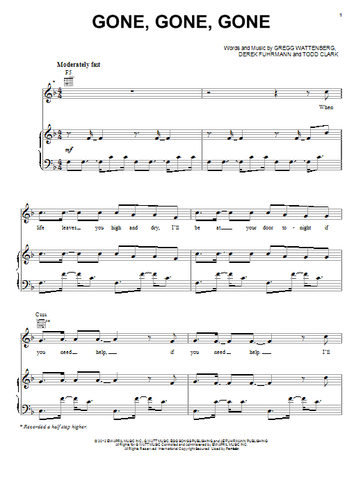 Phillip Phillips Gone, Gone, Gone sheet music notes and chords arranged for Lead Sheet / Fake Book