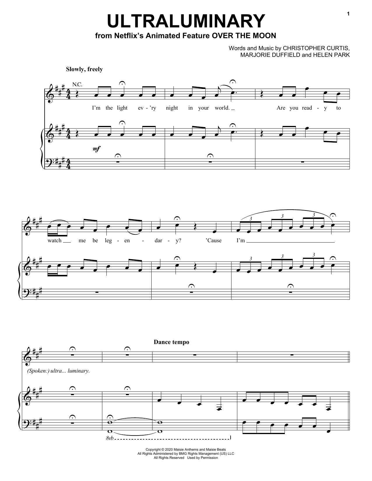 Phillipa Soo Ultraluminary (from Over The Moon) sheet music notes and chords arranged for Piano, Vocal & Guitar Chords (Right-Hand Melody)