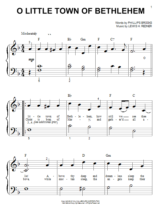 Phillips Brooks O Little Town Of Bethlehem (arr. Phillip Keveren) sheet music notes and chords arranged for Piano Solo
